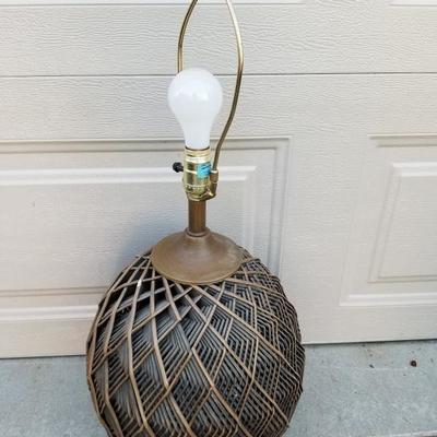 Vintage Brown Wicker Table Lamp Light
