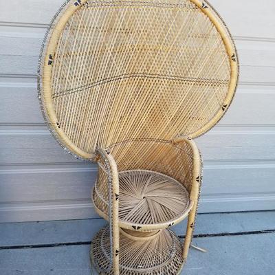Vintage Wingback Wicker Chair
