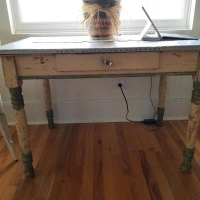 Distressed Metal Top Table
