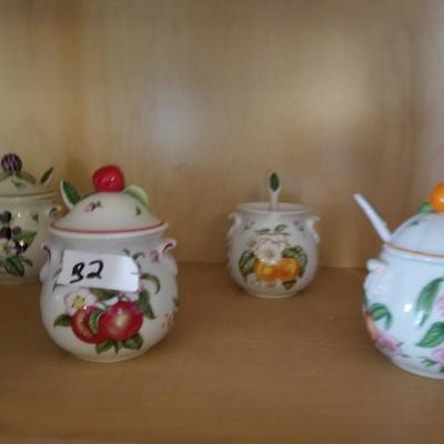 Set Lot of 8 Small Decorative Sugar Bowls w/ Lids