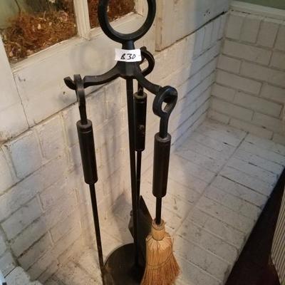 Black 3 pc Metal Fireplace Tool Set