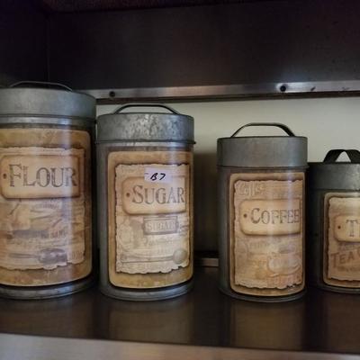 4 Pc Vintage Metal Canister Set Lot