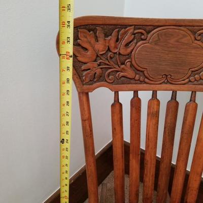 Antique Carved Wood Rocking Padded Rocking Chair