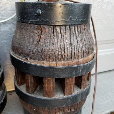 Lot of 3 VIntage Barrel Lamp Lights