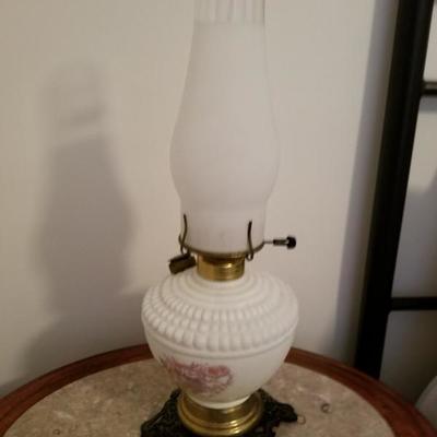 Vintage Electric Switch Hurricane Milk Glass Lamp Light