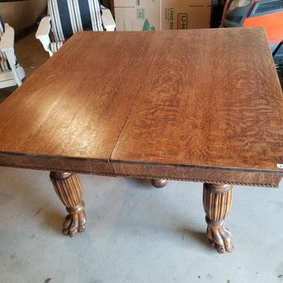 Vintage Hand Carved Claw Foot Solid Wood Table