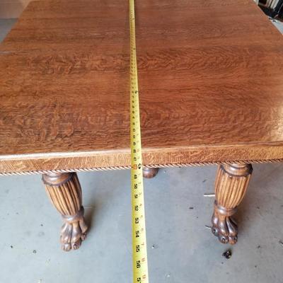 Vintage Hand Carved Claw Foot Solid Wood Table