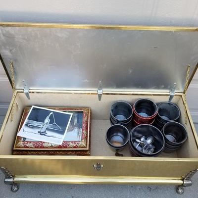 Vintage Brass Plated Chest w/ Silver Foot