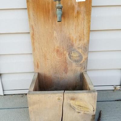 Decorative Wooden Planter W/ Faucet Decor
