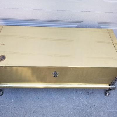 Vintage Brass Plated Chest w/ Silver Foot
