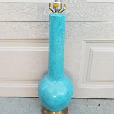 Vintage Blue Crackle Ceramic Glazed Lamp