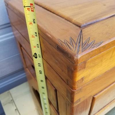 Vintage Oriental Carved Wood Chest Trunk