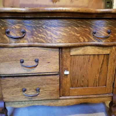 Antique Wood Dresser W/ Mirror