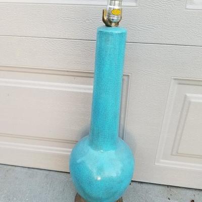 Vintage Blue Crackle Ceramic Glazed Lamp