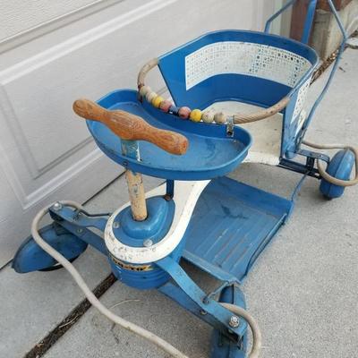 Antique Blue Baby Stroller