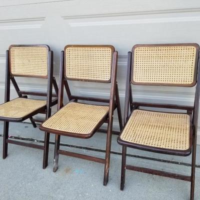 Lot of 3 VIntage Japan Wood Folding Chairs