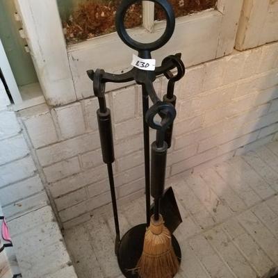 Black 3 pc Metal Fireplace Tool Set