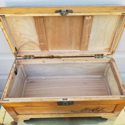 Vintage Oriental Carved Wood Chest Trunk