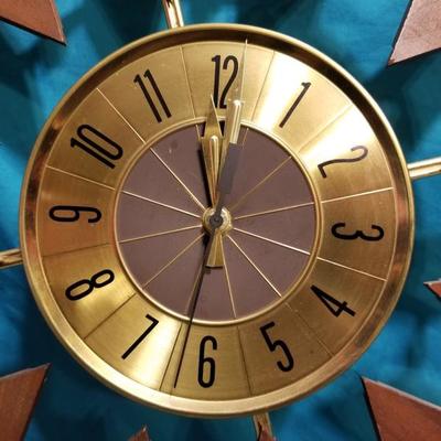 Vintage Mid Century Elgin Sunburst Starburst Wall Clock Lot #13-053