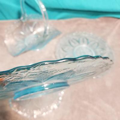 Blue Princess House Glass Plates Bowl & Basket Lot #13-057