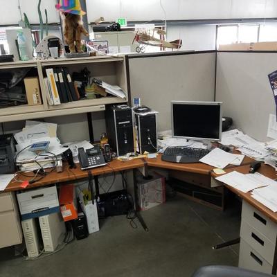Corner Desk W/ Overhead Storage #2