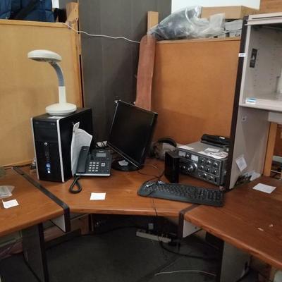 Large Corner Desk Unit w/ Overhead Storage #1