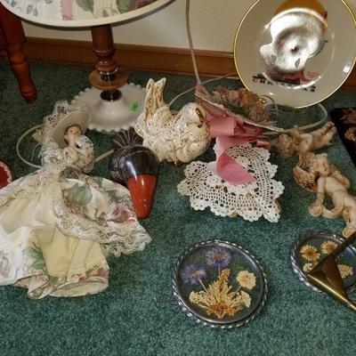 Mixed Shabby Chic Lot Of Decor Items + Hanging Parrot 