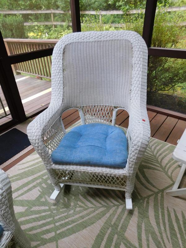 Wicker Rocker Lp White Resin All-Weather Wicker Rocker | EstateSales.org