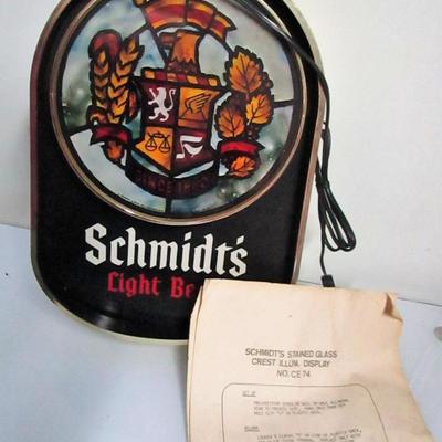 Schmidt's Lighted Beer Sign