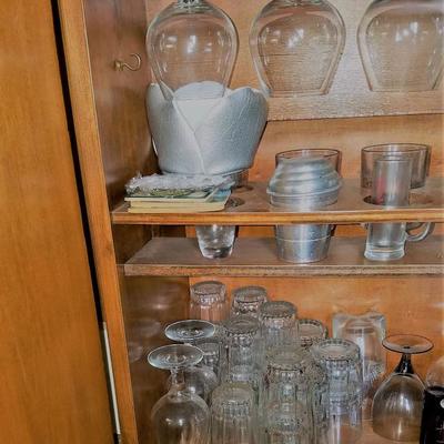 Mid Century Bar with Bar Supplies and Books