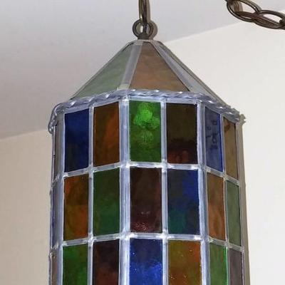 Vintage Mid-Century Hanging Stained Glass Style