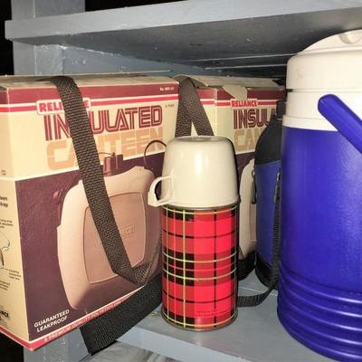 Vintage Thermos and Basket