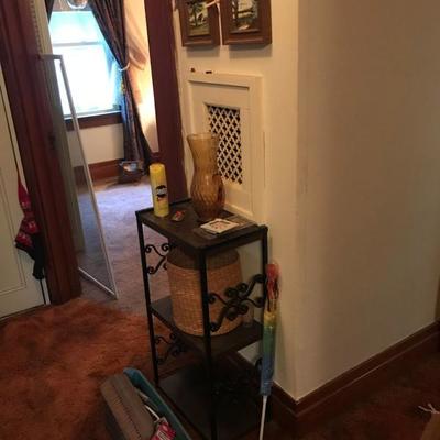 Framed Painted Artworks and table