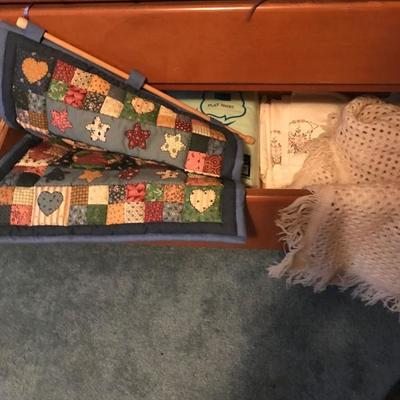 Drawer Contents with king sheets new and others