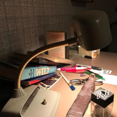 Metal Desk and Office Supplies