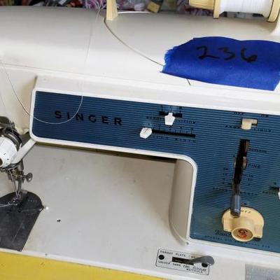 Singer Sewing Machine And Table-Desk Lot #236. 