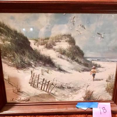 Signed Print By A. Sehring Title Day At The Beach #18. 