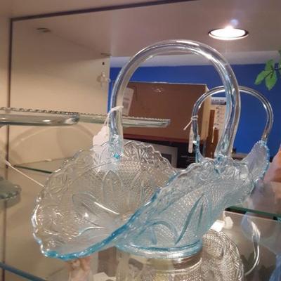 Vintage Blue Glass Basket