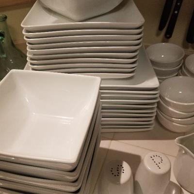 "Home" Set Of White Dishes plus extras 47pc