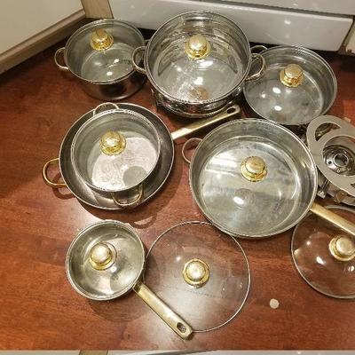16pc Cuisine Ware Command Performance Gold Pots & Pan Set 