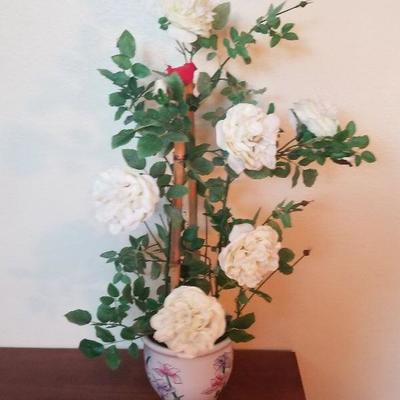 Decorative silk flowers with vase 