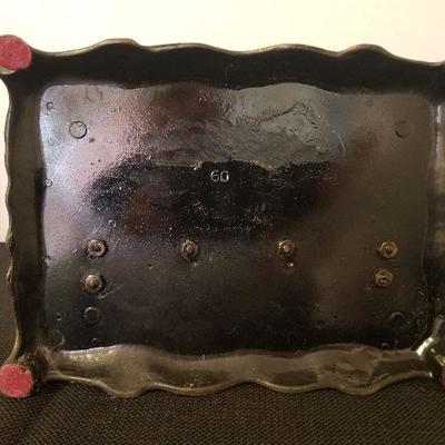 Antique/Vintage Cast Iron Copper Coated Picture Frame & Baby Shoes - #88-A