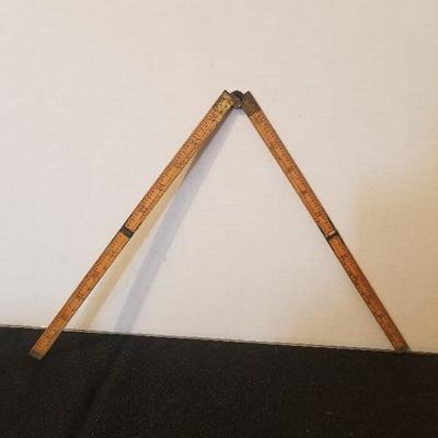 Antique Stanley No. 63 Wood and Brass Ruler - #33-A