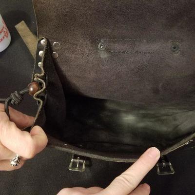 Custom Made Black Leather Bikers Bag/Satchel - #107-A