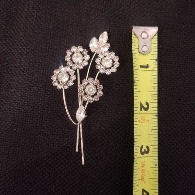 Vintage Rhinestone Broach Flowers NICE - No Stamp - #125-A