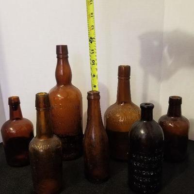 Lot of 7 Antique & Vintage Brown Bottles Wright & Taylor - #93-A