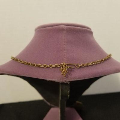 Vintage Brass & Onyx Necklace & Pendant - No Stamp - #126-A