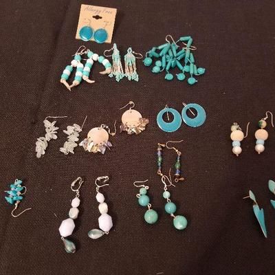 Lot of Turquoise Earrings 13 Pairs Dangle Earrings - #109-A