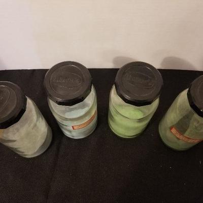 4 Vintage "Bakers" Glass Power Jars Bakelite Lids - #99-A