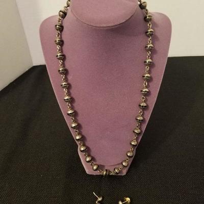 Vintage Mexico Silver 925 Necklace & Matching Earrings Steam Punk Style #118-A